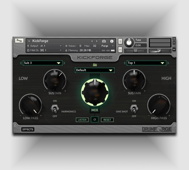 Drumforge - Kickforge Kontakt Instruments Software GUI Artwork