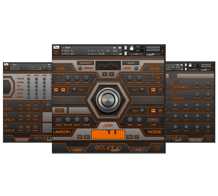 Ecliptiq Audio - Pyro Kontakt Instruments Software GUI Artwork