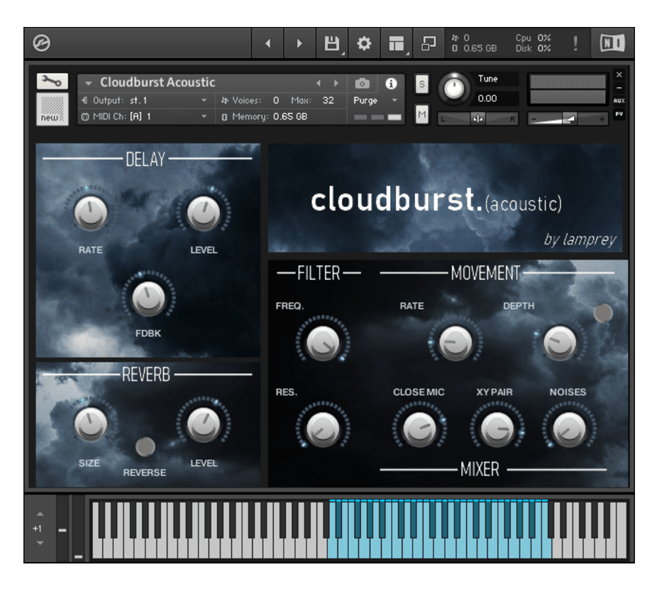 Iamlamprey - Cloudburst Acoustic Kontakt Instruments Software GUI Artwork