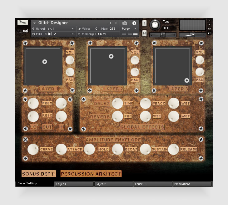 Sonus Dept - Percussion Arkitect Kontakt Instruments Software GUI Artwork
