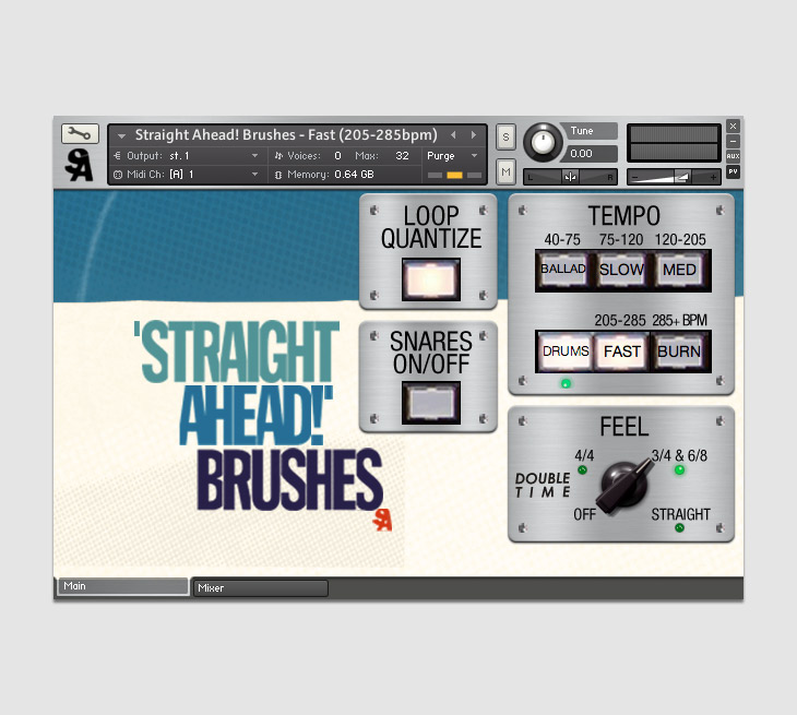 Straight Ahead Samples - Straight Ahead Brushes and Mallets Kontakt Instruments Software GUI Artwork
