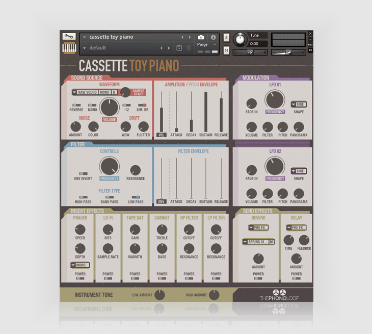 ThePhonoLoop - Cassette Toy Piano Kontakt Instruments Software GUI Artwork
