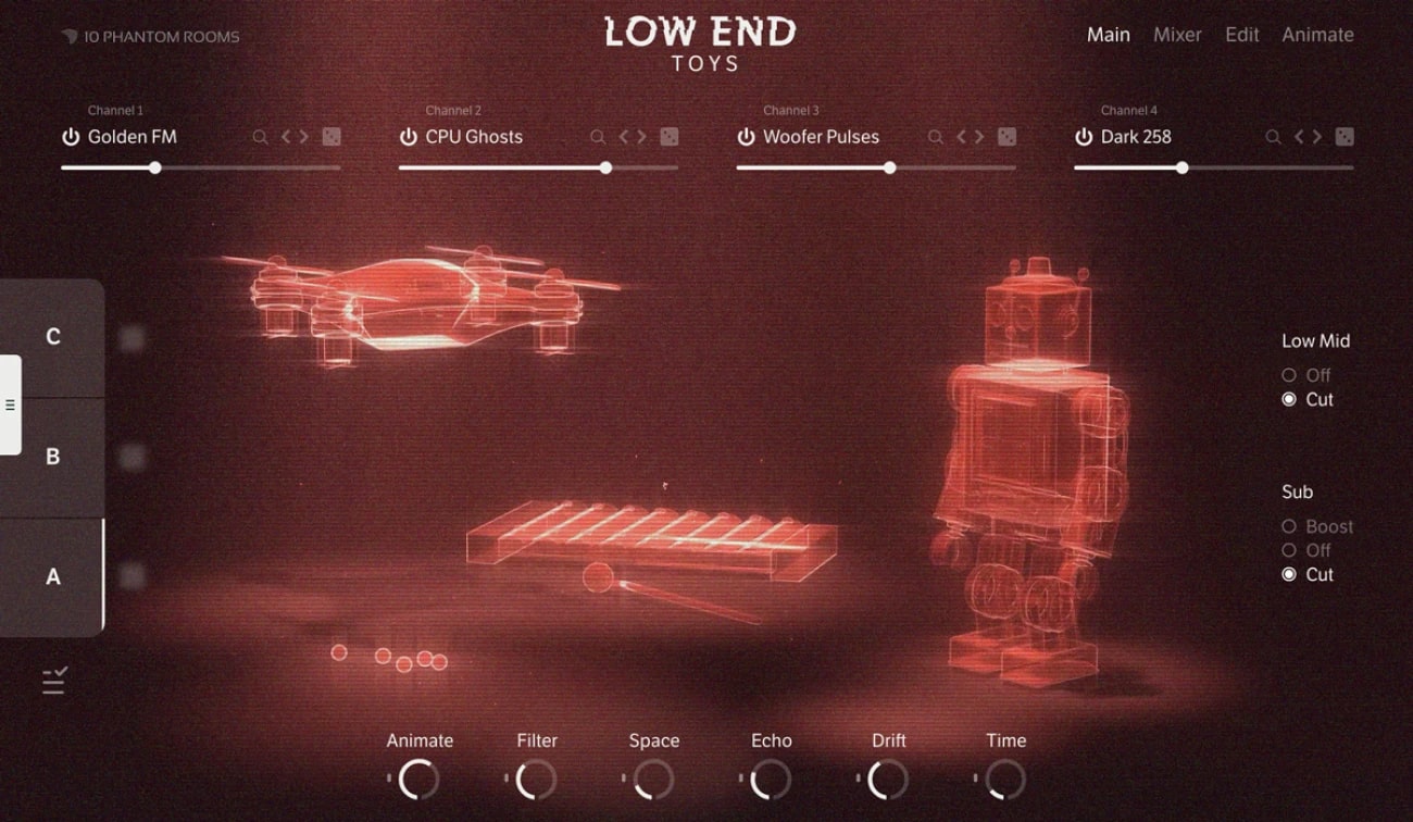 10 Phantom Rooms - Low End Toys Kontakt Instruments Software GUI Artwork