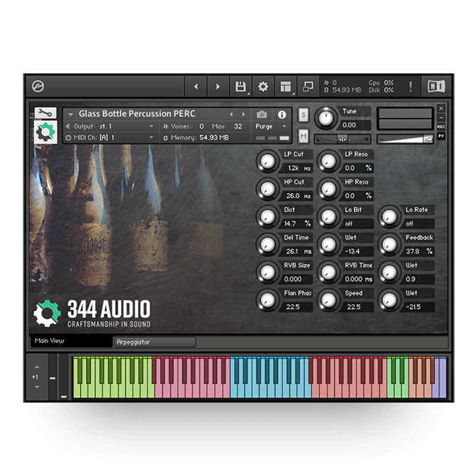 344 SFX - Glass Bottle Percussion  Kontakt Instruments Software GUI Artwork