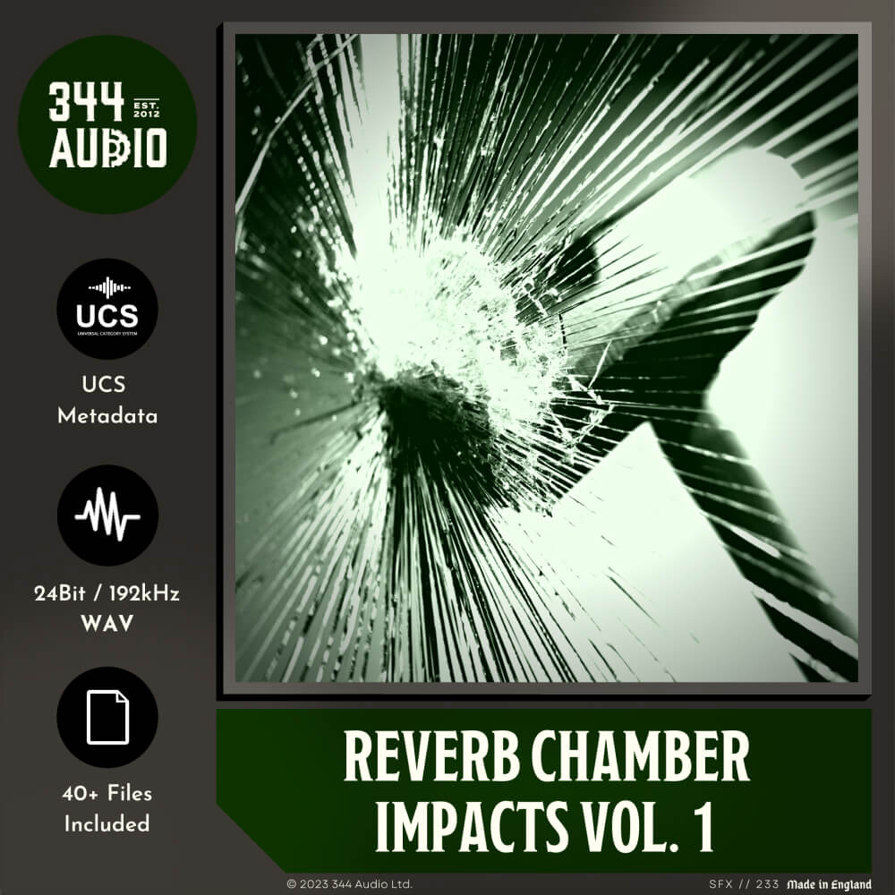 344 SFX - Reverb Chamber Impacts Vol. 1 Sample Packs Software GUI Artwork