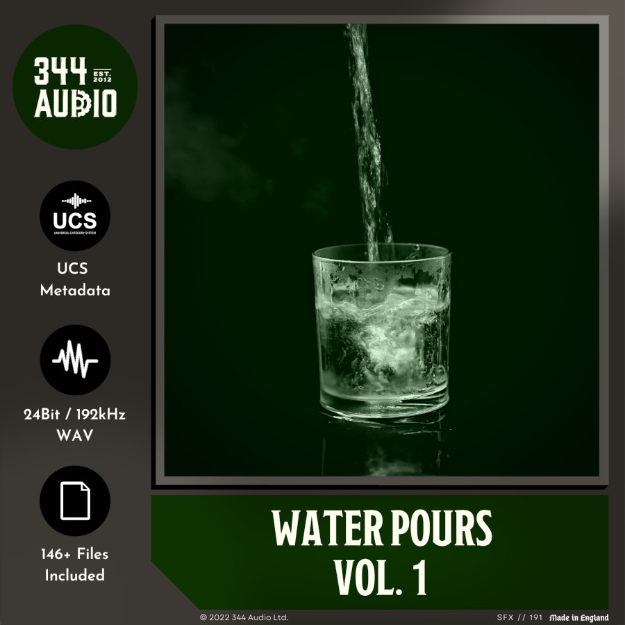 344 SFX - Water Pours Vol. 1 Sample Packs Software GUI Artwork