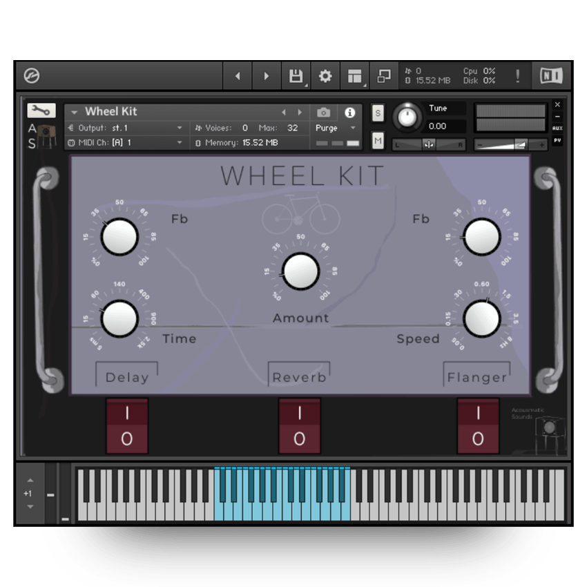 Acousmatic Sounds - Wheel Kit Kontakt Instruments Software GUI Artwork