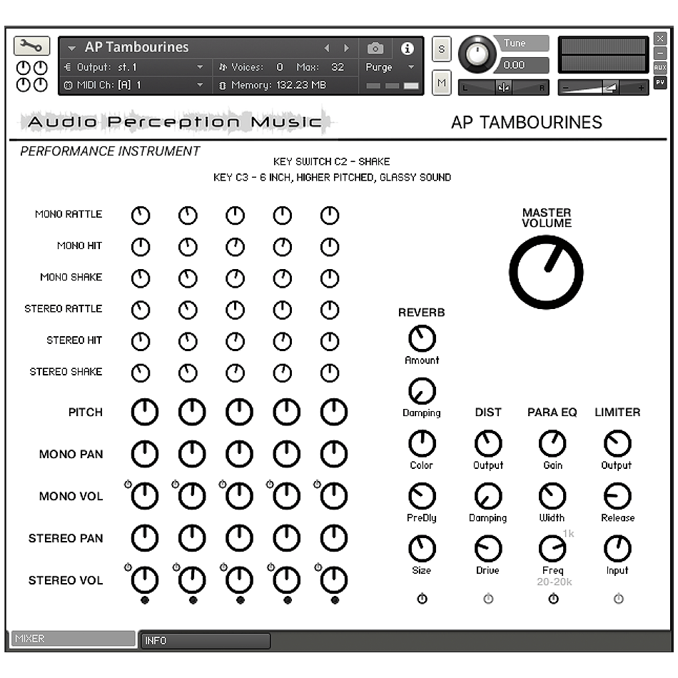 Audio Perception Music - AP Tambourines Kontakt Instruments Software GUI Artwork