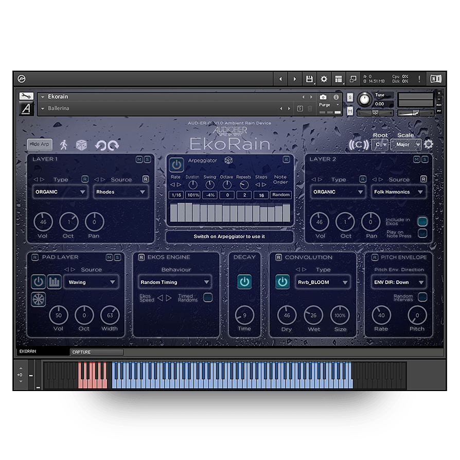 Audiofier - EkoRain Kontakt Instruments Software GUI Artwork