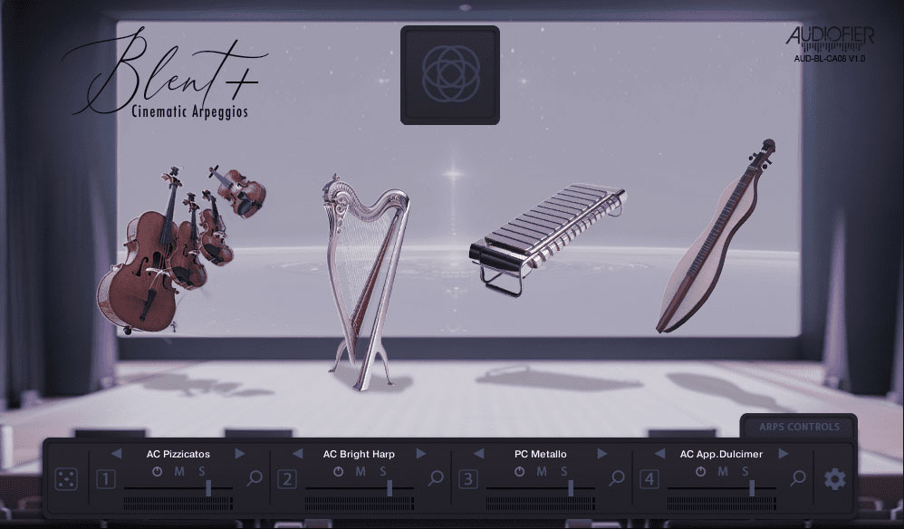 Audiofier - Blent 8 - Cinematic Arpeggios Kontakt Instruments Software GUI Artwork