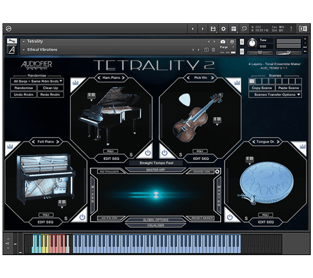Audiofier - Tetrality 2 Kontakt Instruments Software GUI Artwork