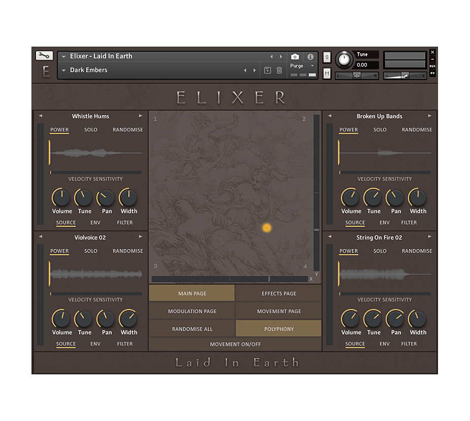 Beautiful Void Audio - Elixer - Laid in Earth Kontakt Instruments Software GUI Artwork