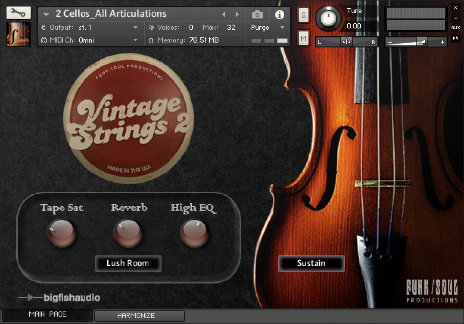 Big Fish Audio - Vintage Strings 2 Kontakt Instruments Software GUI Artwork