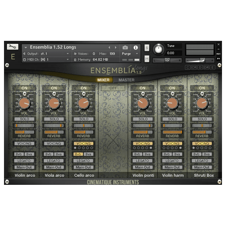 Cinematique Instruments - Ensemblia Kontakt Instruments Software GUI Artwork