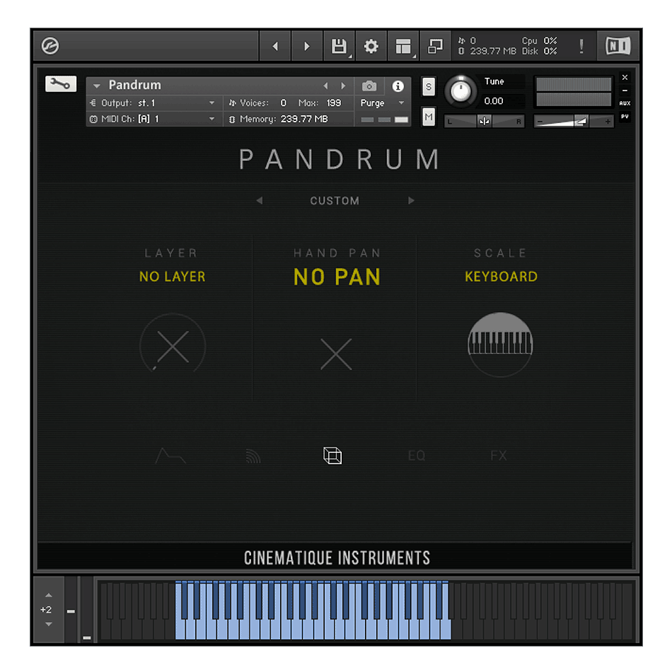 Cinematique Instruments - Pandrum Kontakt Instruments Software GUI Artwork