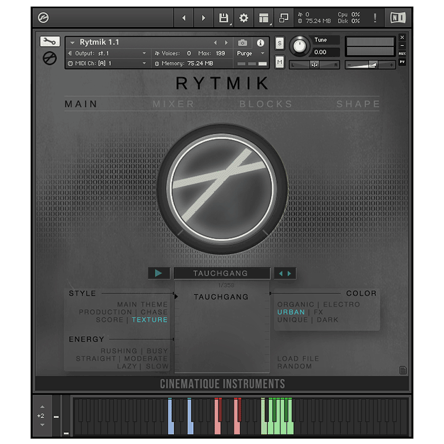Cinematique Instruments - Rytmik Kontakt Instruments Software GUI Artwork