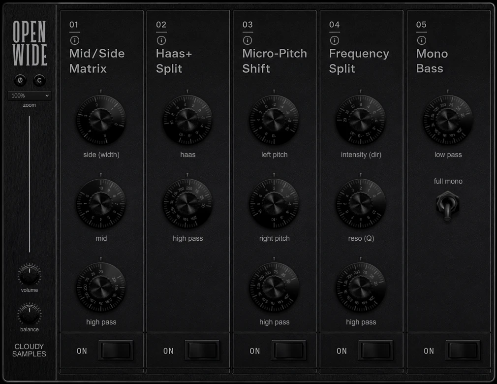 Cloudy Samples - Open Wide Plugins & FX Software GUI Artwork
