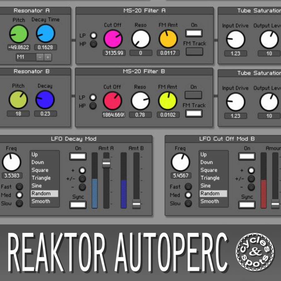 Cycles and Spots - Reaktor AutoPerc Presets Software GUI Artwork