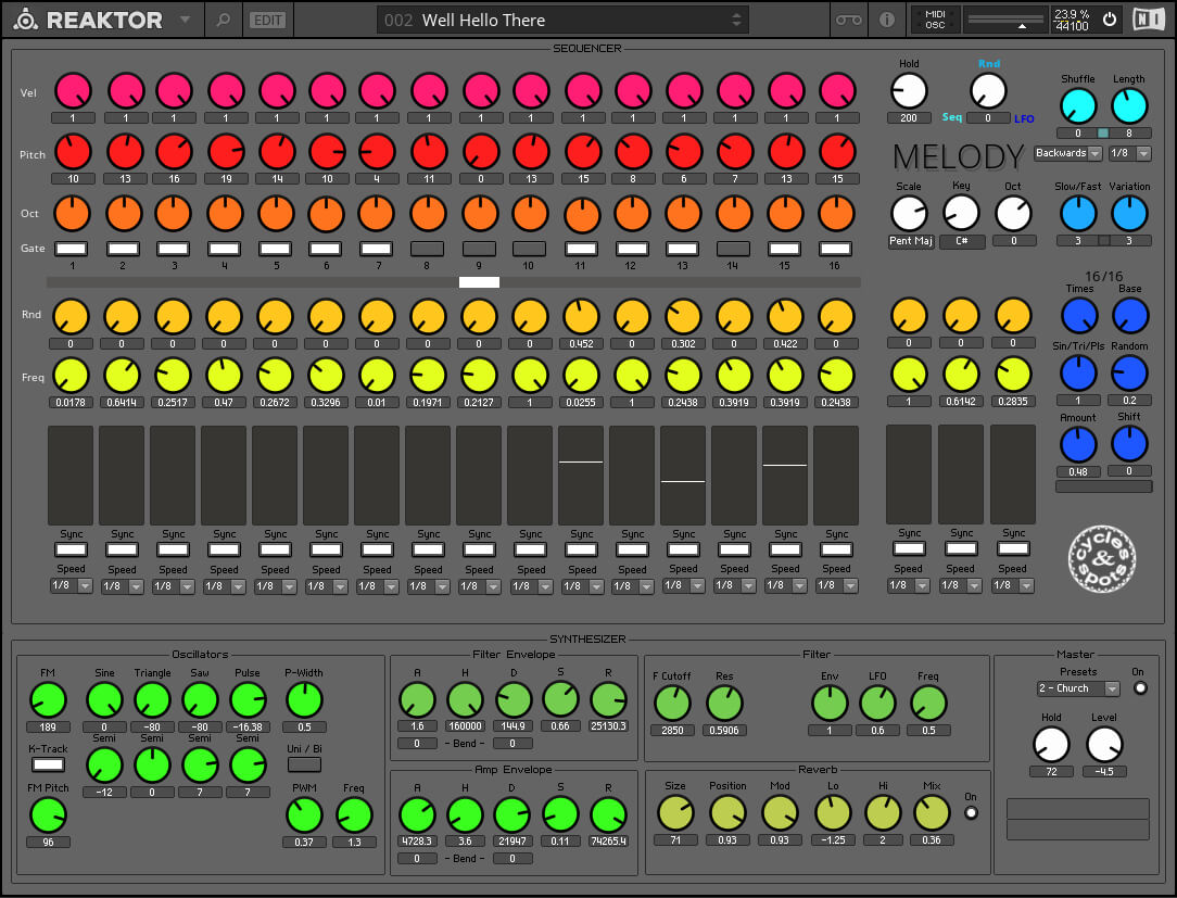 Cycles and Spots - Reaktor Melody Presets Software GUI Artwork