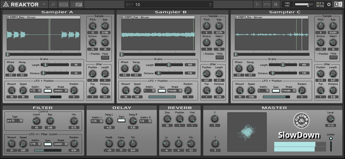 Cycles and Spots - Reaktor SlowDown Presets Software GUI Artwork