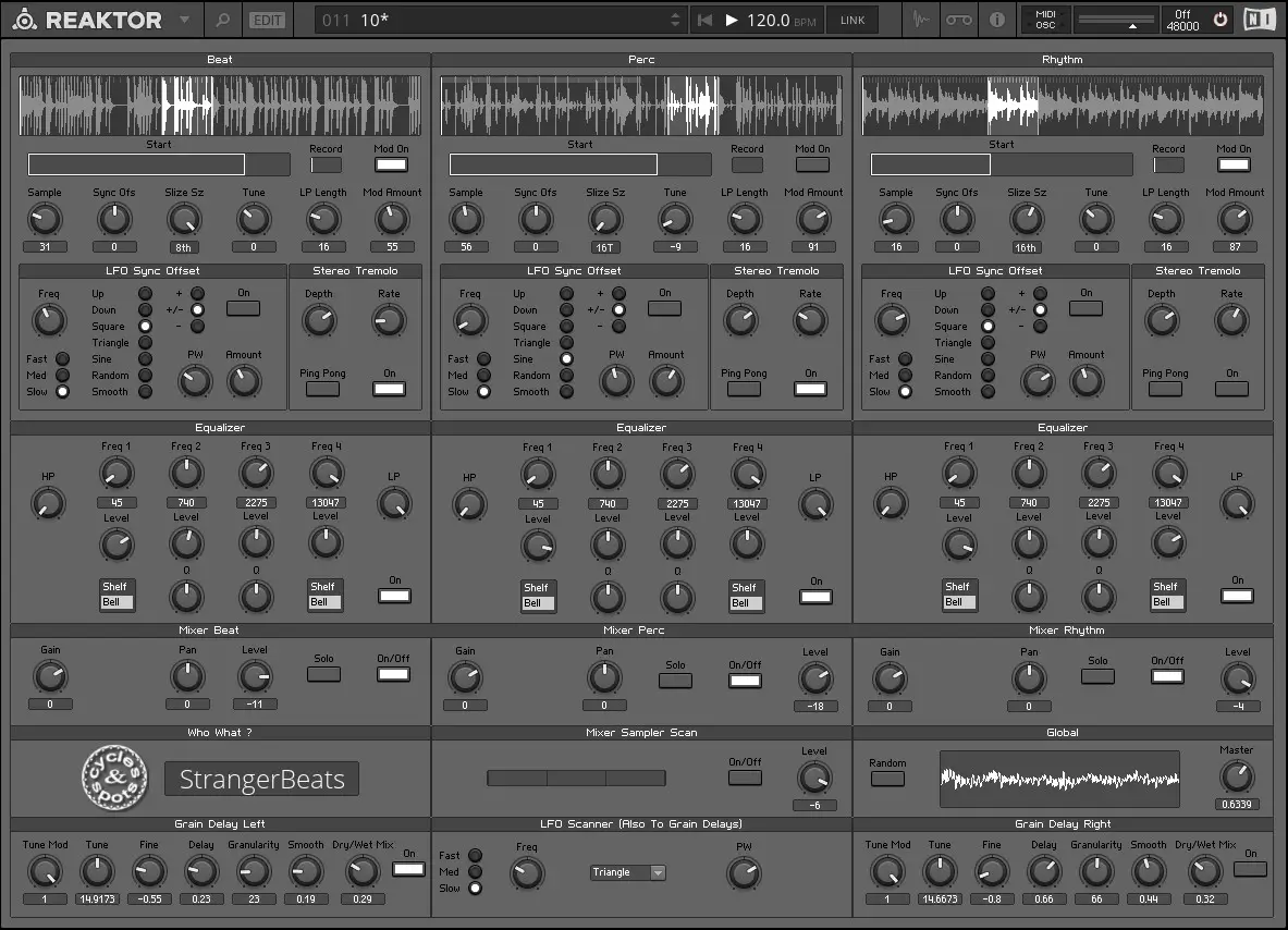 Cycles and Spots - Reaktor StrangerBeats Plugins & FX Software GUI Artwork