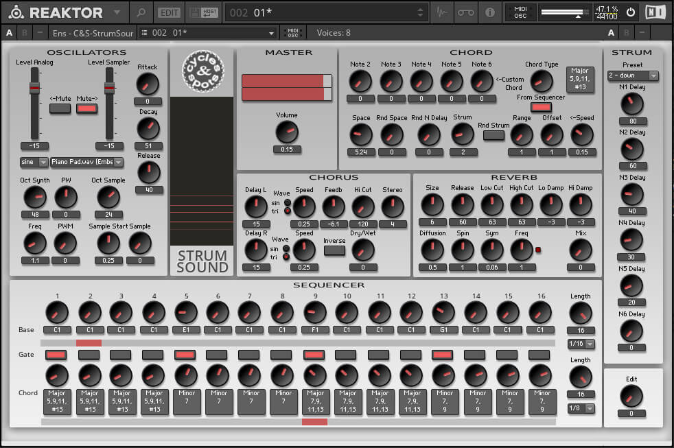 Cycles and Spots - Reaktor StrumSound Presets Software GUI Artwork