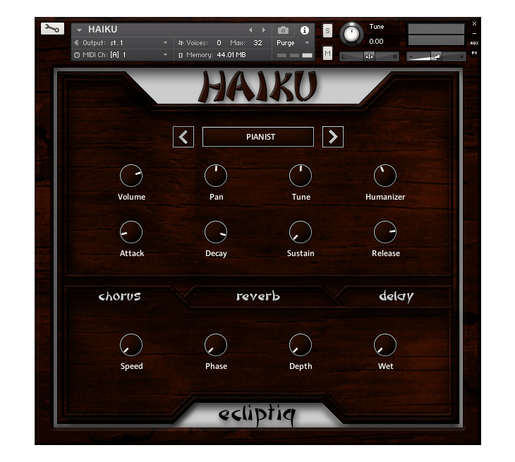 Ecliptiq Audio - Haiku Kontakt Instruments Software GUI Artwork