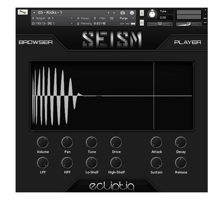 Ecliptiq Audio - Seism Kontakt Instruments Software GUI Artwork