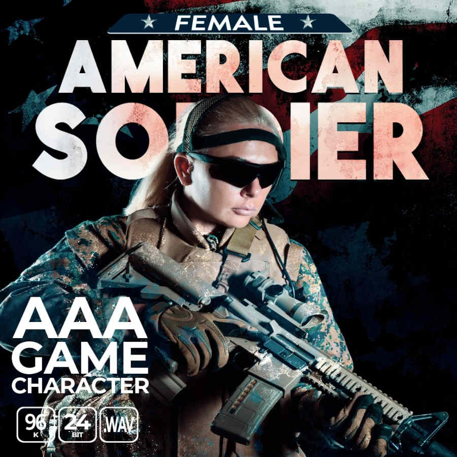 Epic Stock Media - AAA Game Character American Soldier - Female Sample Packs Software GUI Artwork