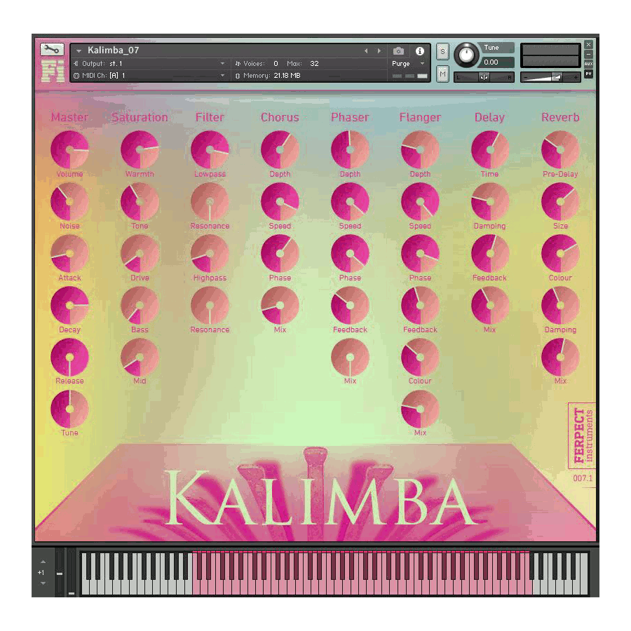 Ferpect Instruments - Kalimba Kontakt Instruments Software GUI Artwork