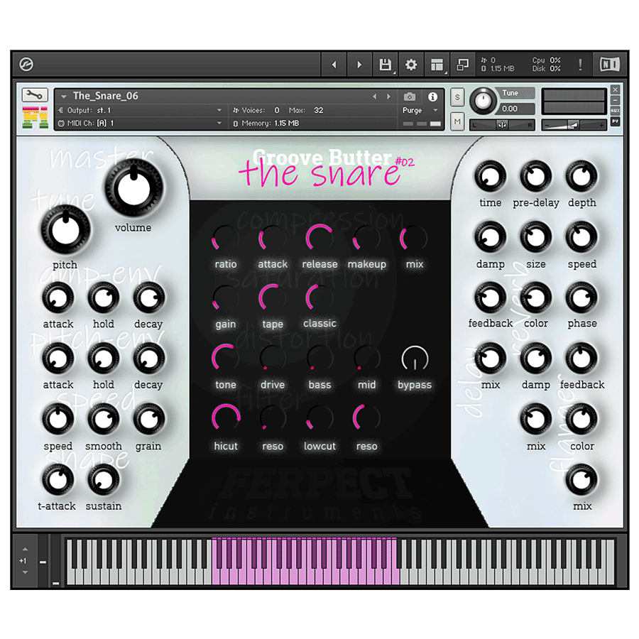 Ferpect Instruments - The Snare Kontakt Instruments Software GUI Artwork