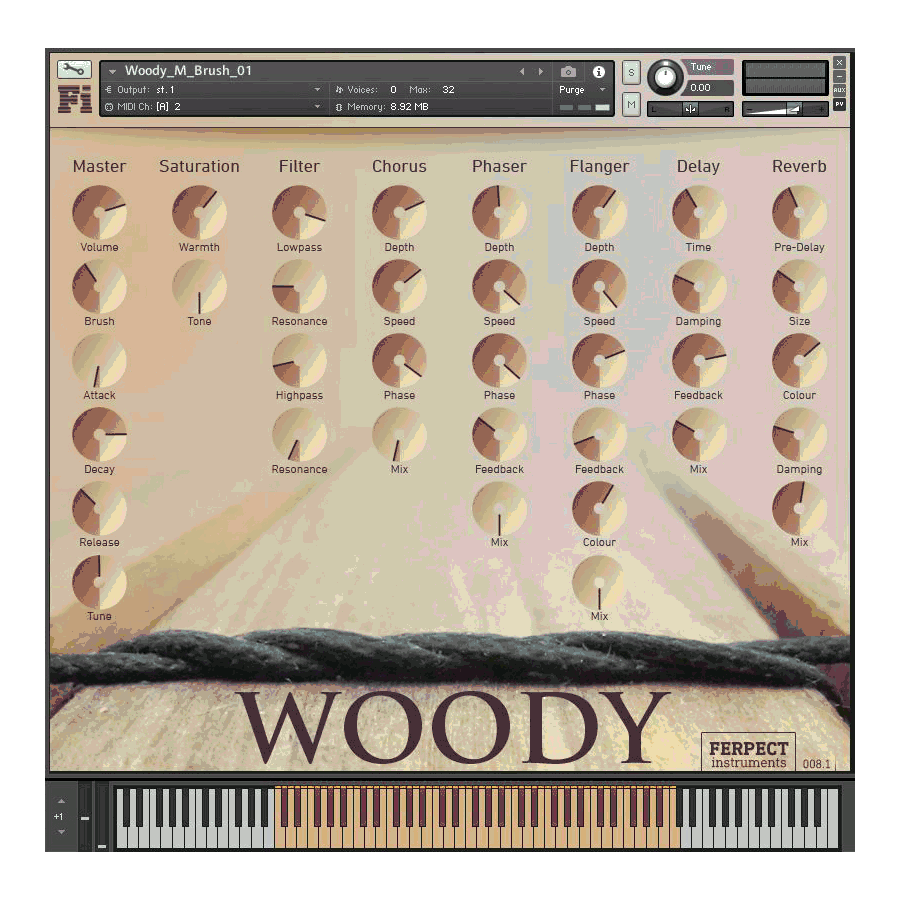 Ferpect Instruments - Woody Kontakt Instruments Software GUI Artwork