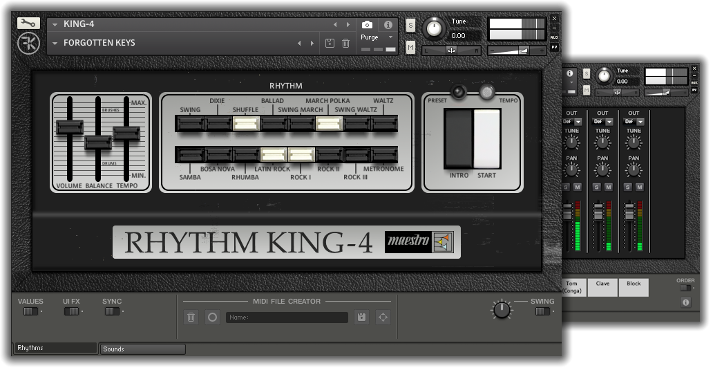 Forgotten Keys - KING-4 Kontakt Instruments Software GUI Artwork
