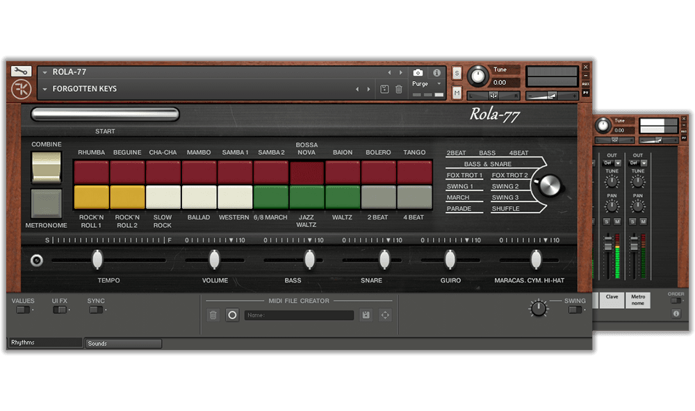 Forgotten Keys - ROLA-77 Kontakt Instruments Software GUI Artwork