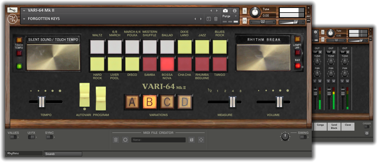 Forgotten Keys - VARI-64 Mk II Kontakt Instruments Software GUI Artwork
