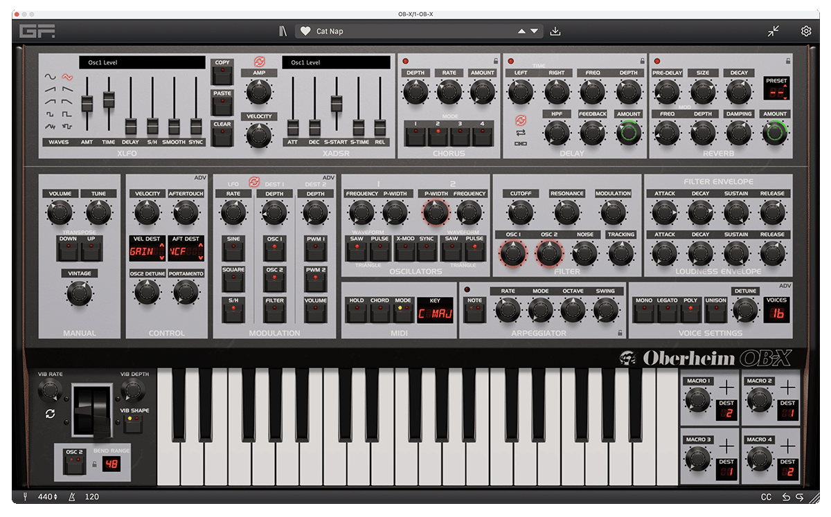 GForce Software - Oberheim OB-X Plugins & FX Software GUI Artwork