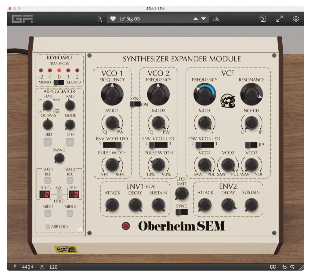 GForce Software - Oberheim SEM Plugins & FX Software GUI Artwork