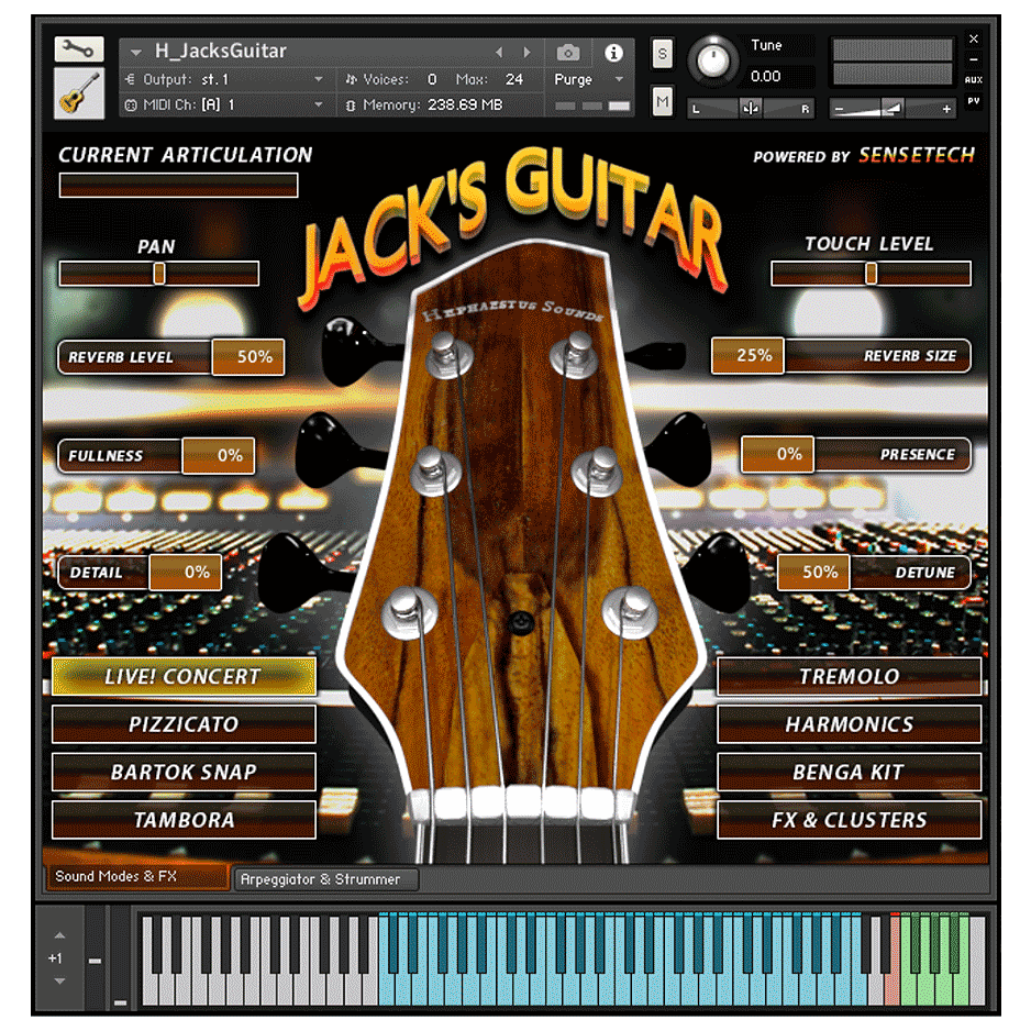 Hephaestus Sounds - Jacks Concert Guitar Kontakt Instruments Software GUI Artwork