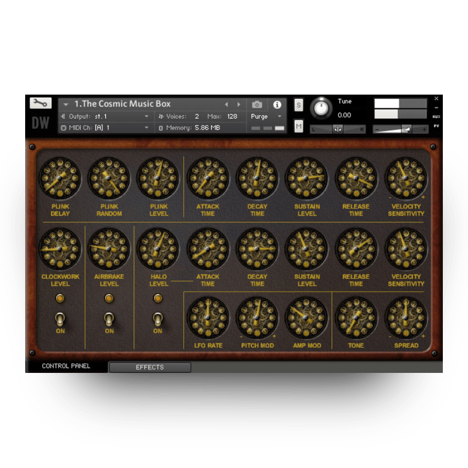 Hideaway Studio - The Cosmic Music Box Kontakt Instruments Software GUI Artwork