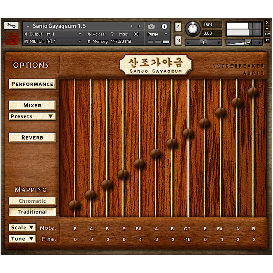 Icebreaker Audio - Sanjo Gayageum Kontakt Instruments Software GUI Artwork
