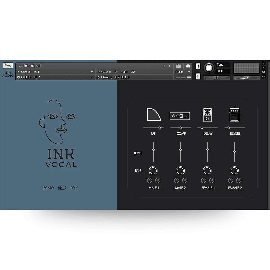 Ink Audio - Ink Vocal Kontakt Instruments Software GUI Artwork
