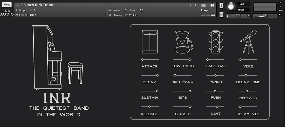 Ink Audio - The Quietest Band in the World Kontakt Instruments Software GUI Artwork