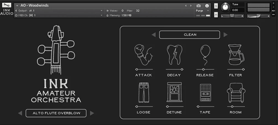 Ink Audio - Amateur Orchestra Kontakt Instruments Software GUI Artwork