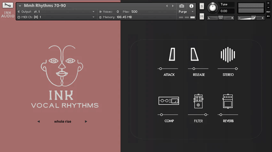 Ink Audio - Vocal Rhythms Kontakt Instruments Software GUI Artwork