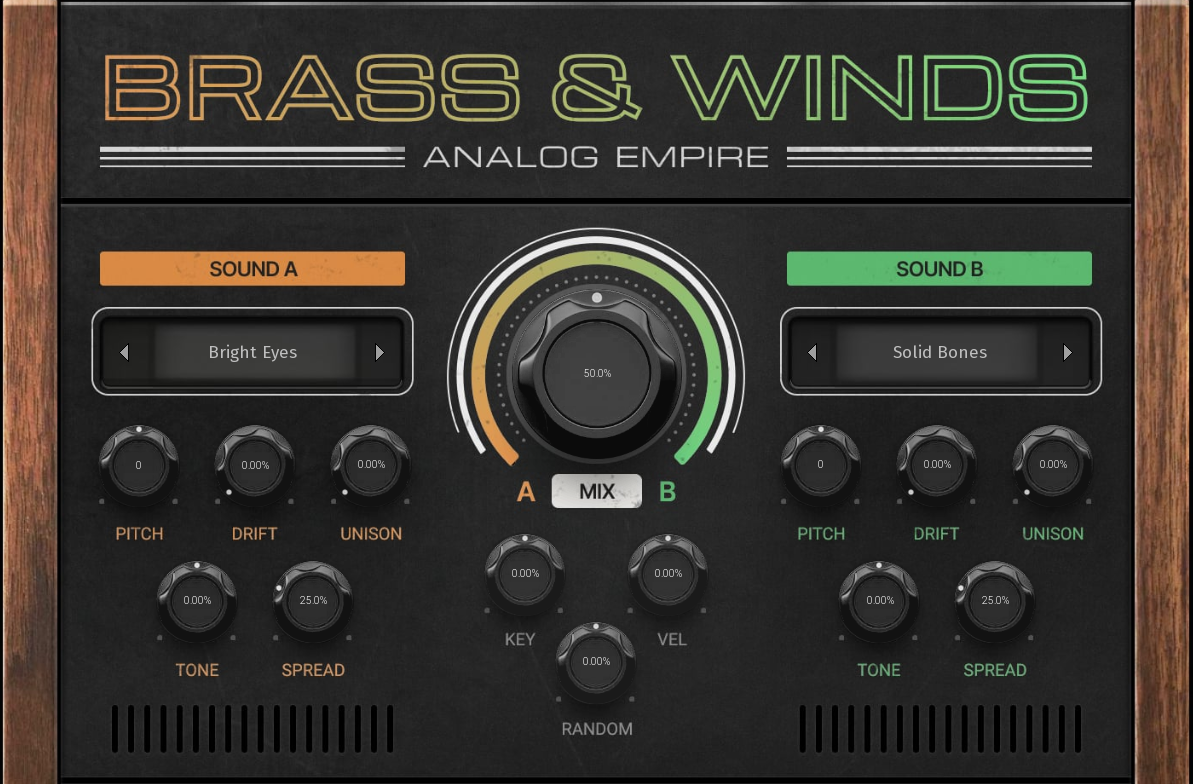 Melda Production - Analog Empire: Brass & Winds Plugins & FX Software GUI Artwork