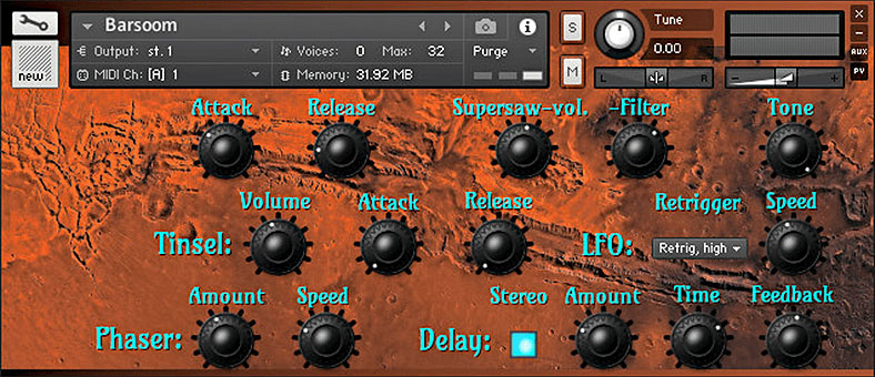 Noisy Michael - Barsoom Kontakt Instruments Software GUI Artwork
