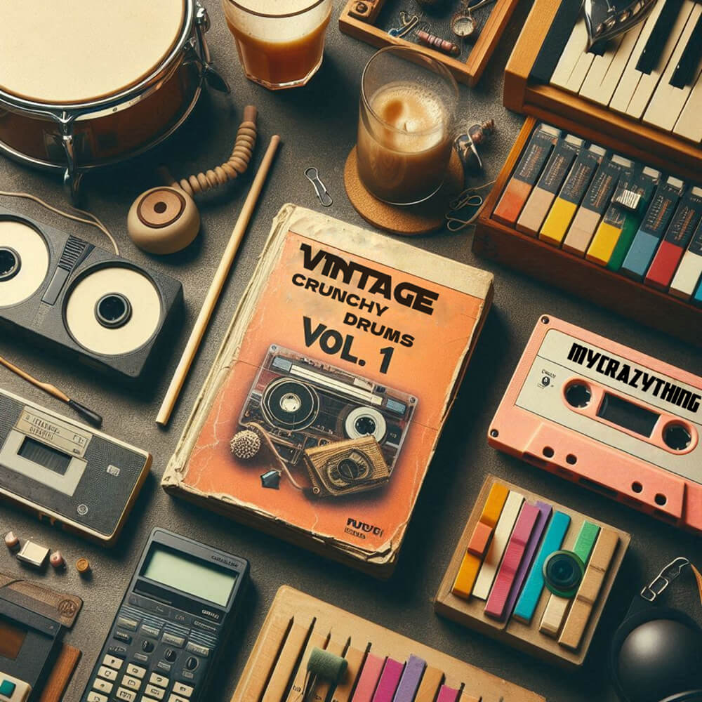 Mycrazything - Vintage Crunchy Drums Vol.1 Sample Packs Software GUI Artwork