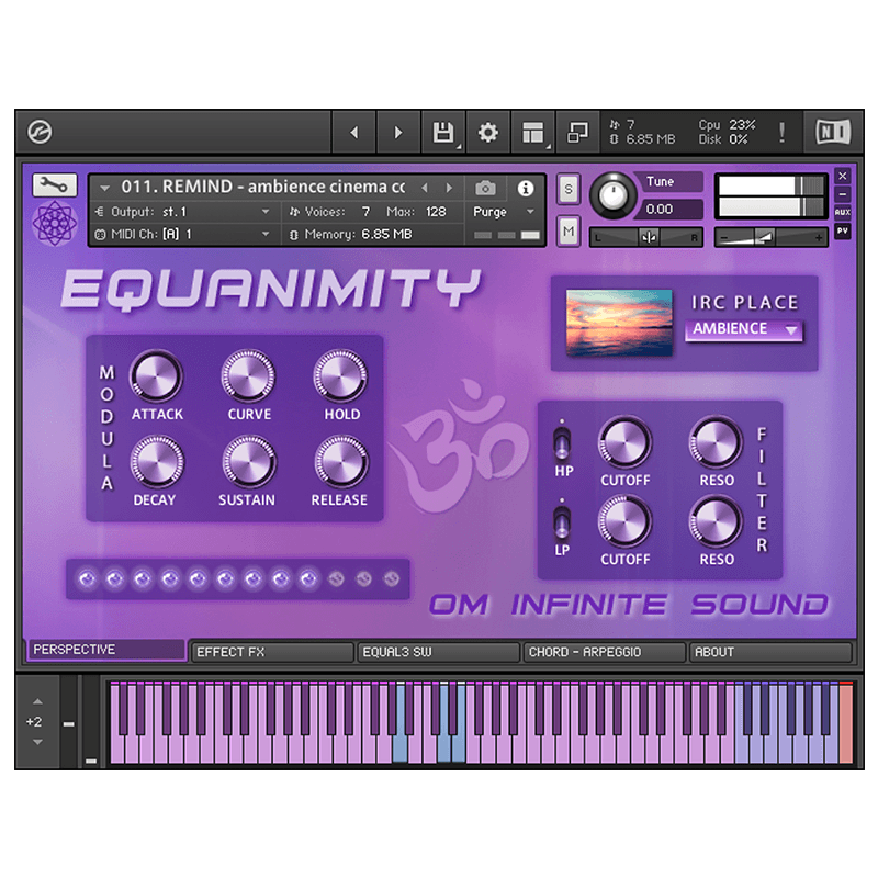 Om Infinite Sound - Equanimity Kontakt Instruments Software GUI Artwork