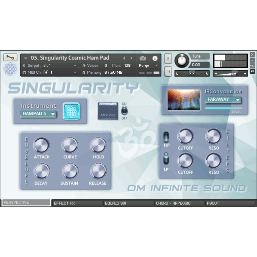 Om Infinite Sound - Singularity Kontakt Instruments Software GUI Artwork