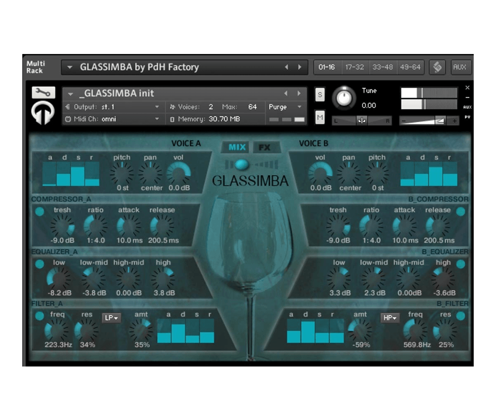 PdH Factory - Glassimba Kontakt Instruments Software GUI Artwork